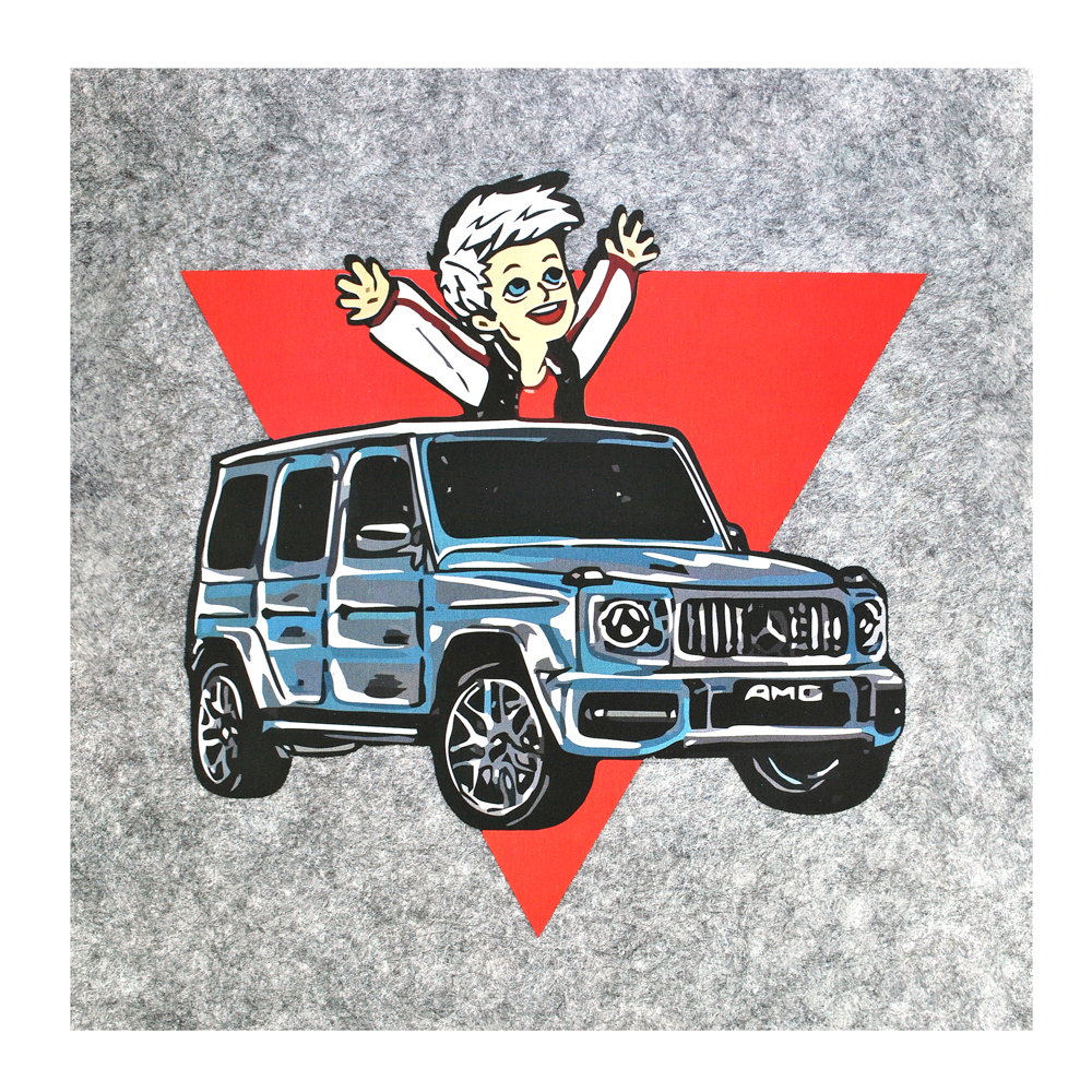 Термоаппликация А4 №21-5 (на джипе, красный треугольник) большая 16,5*16,7см, шт. Термопереводки Детские