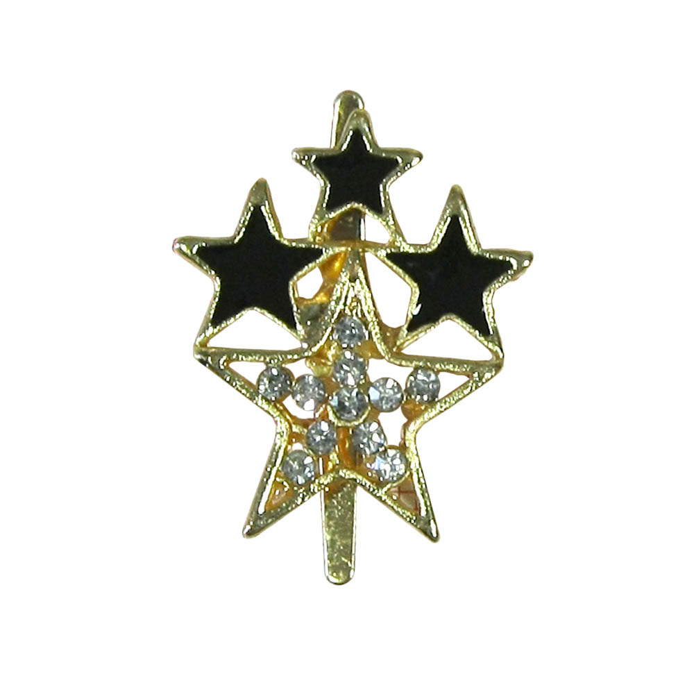 Краб металл Звезды 26*22мм GOLD, черная эмаль, белые камни, шт. Крабы Металл Цветы, Жуки