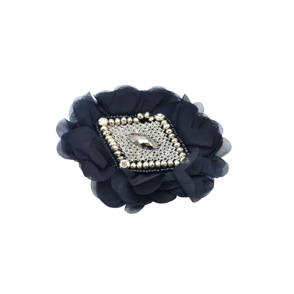 Аппликация декор Пион, ромб металл.укр. черный. Аппликация Декор