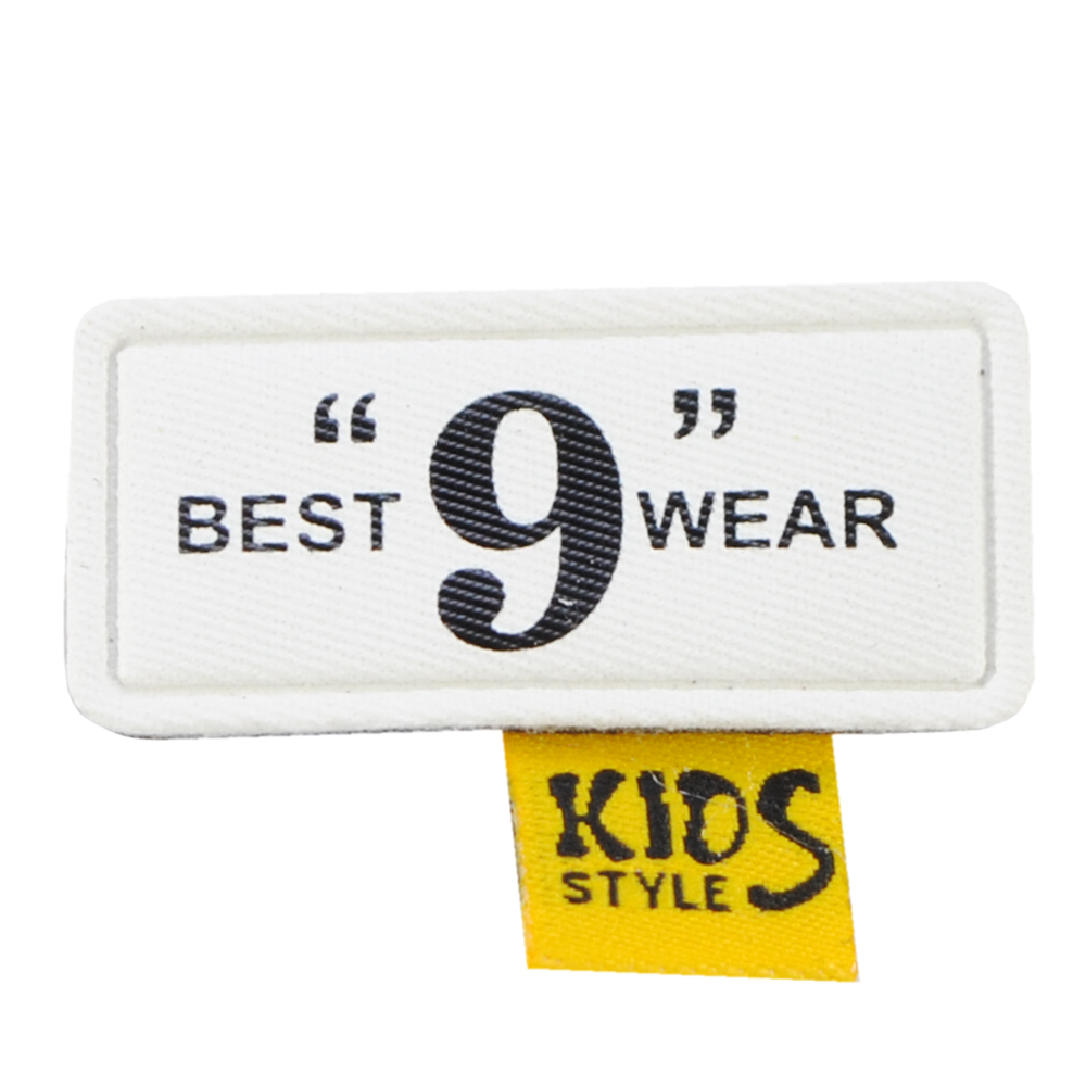Лейба к/з best 9 wear, 2*4см, бел., черн., желт. фл., шт. Лейба Кожзам
