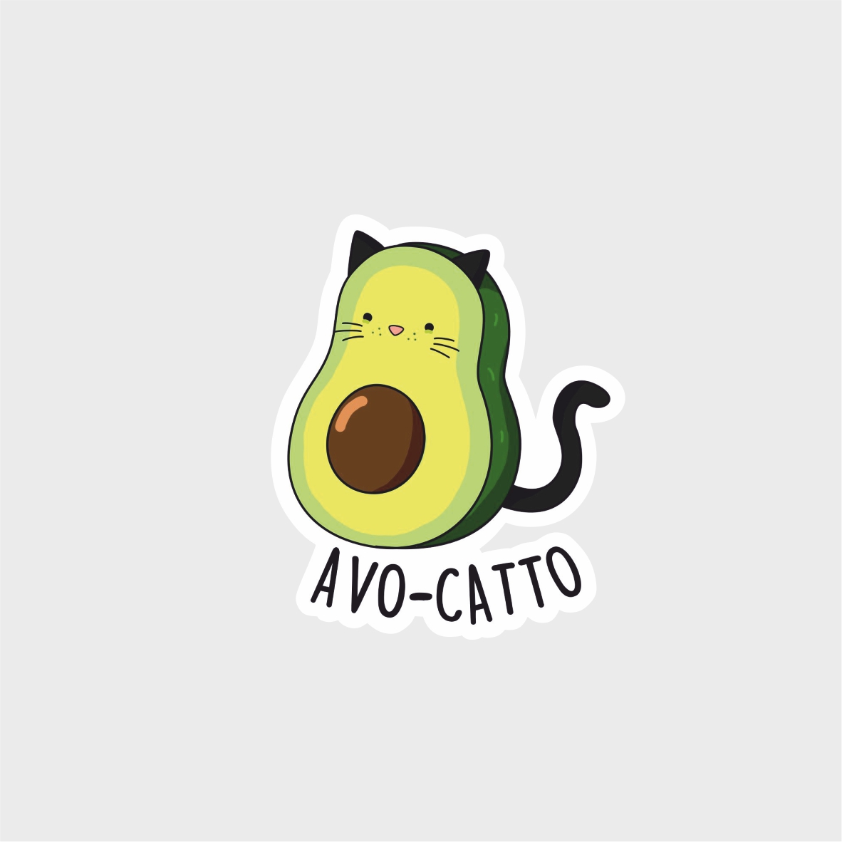 Термоаппликация AVO-CATTO №21-14 (кот авокадо) средняя 6,6*8см, шт. Термоаппликации Накатанный рисунок