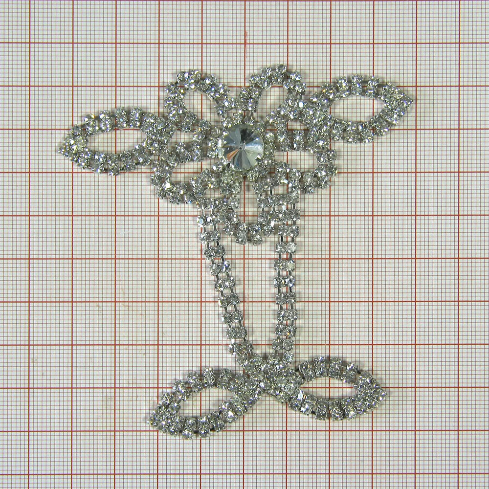 Укр.стекл. 91044 NIKEL /перетяжка/ 8,3см. Перетяжка металл со стразами