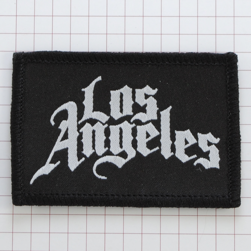 Шеврон приш. Los Angeles 45*63мм, черный и белый лого, оверлок /флизелин, 70 atki/, шт. Нашивка Ткань