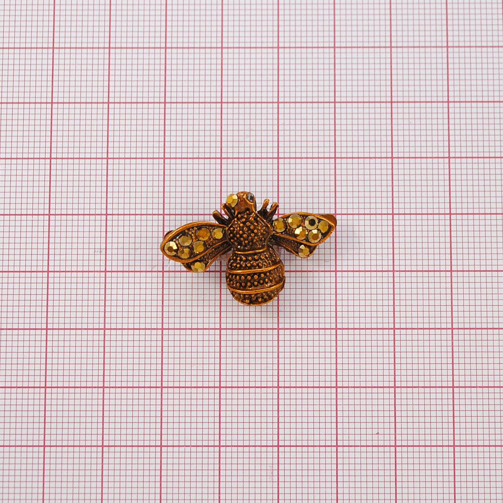 Краб металл 31665 Муха Точка 2*3,1см antic GOLD, золотые камни, шт. Крабы Металл Цветы, Жуки