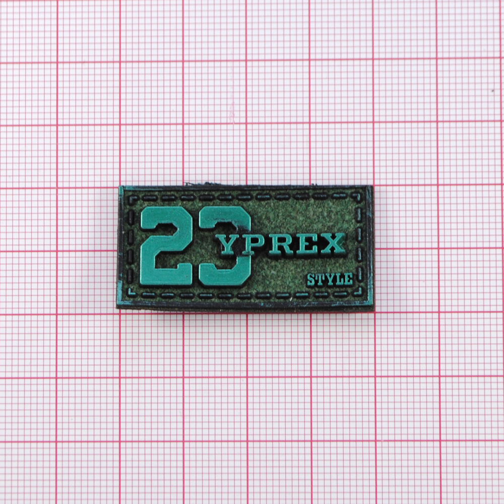 Лейба к/з 23 YPREX, 4*2см, зеленый фон, напыление, шт. Лейба Кожзам