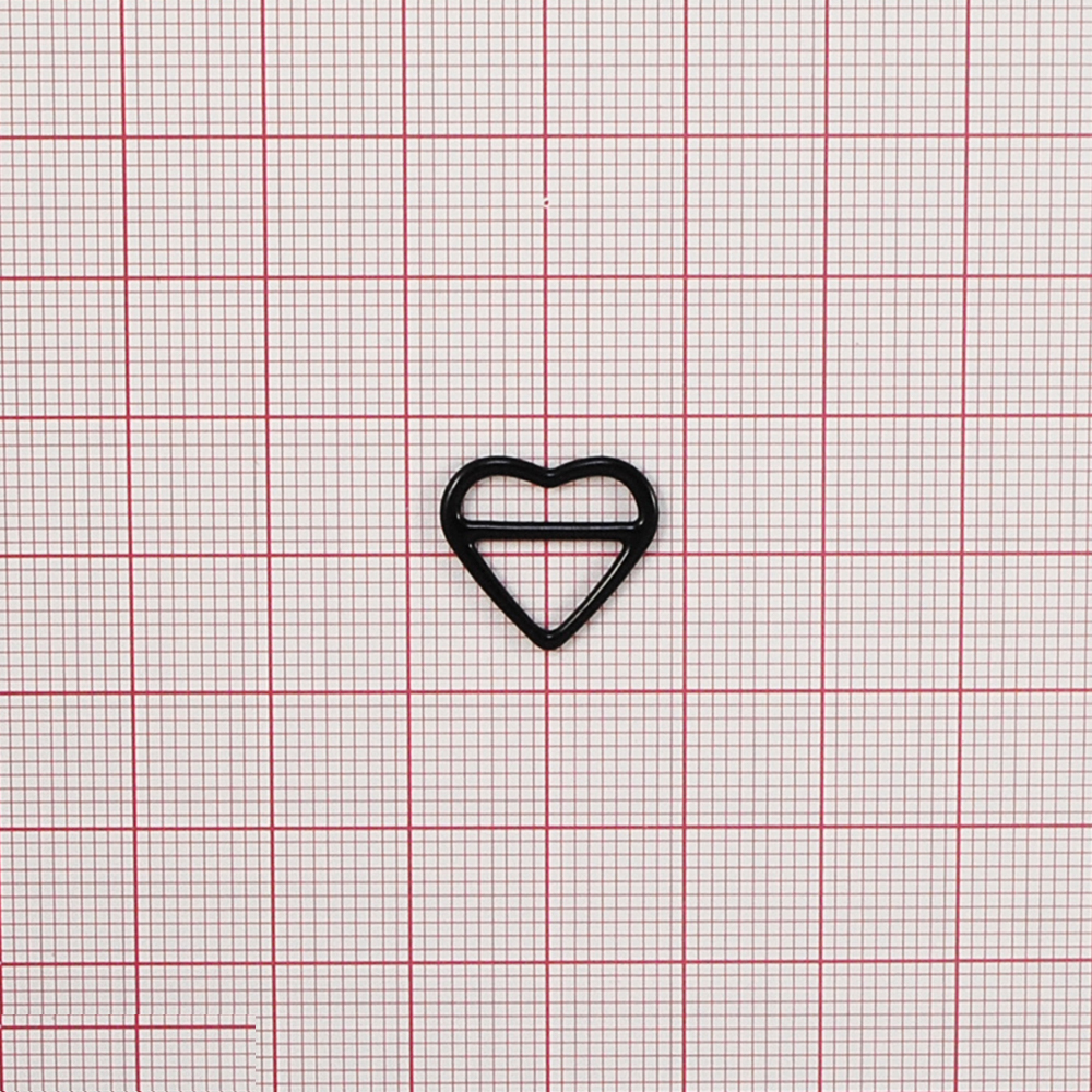 Перетяжка бельевая металл Сердце 8,6*12,5мм (внутр.), 13,9*16,9мм (внешн.), черный, 1т.шт, уп. Перетяжка бельевая