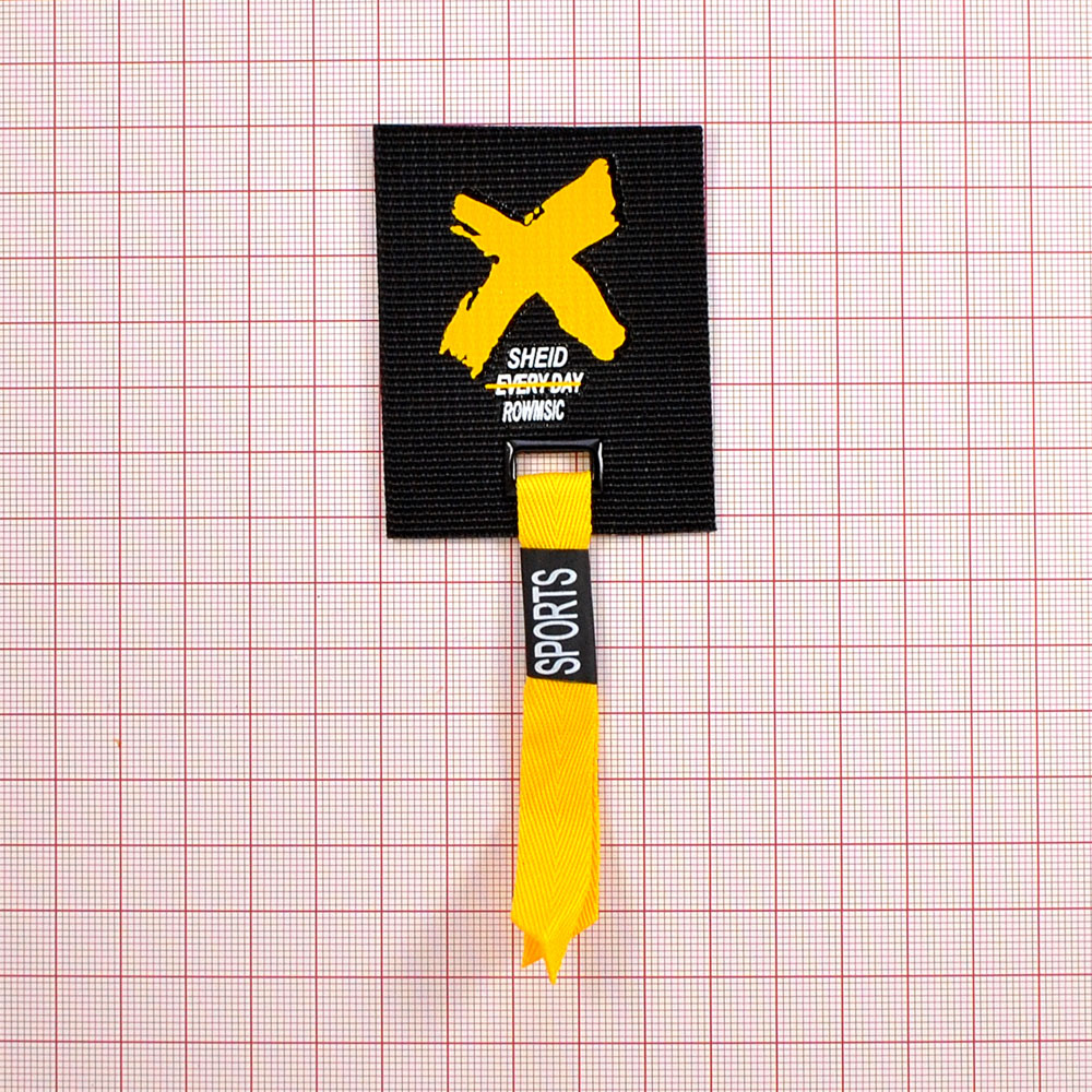 Лейба тканевая с подвеской SPORTS Крестик, 5*6см, черный, белый, желтый, шт. Лейба Ткань