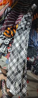 Галстук тканевый (принт ромб), 142см, белый, черный, шт. Украшения