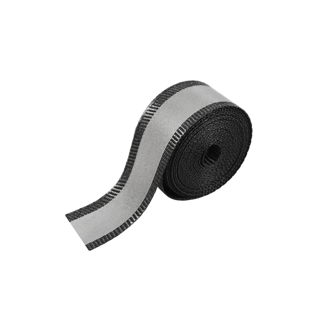 Тесьма светоотражающая на ткани 1,5см, черный, 50ярд. Тесьма
