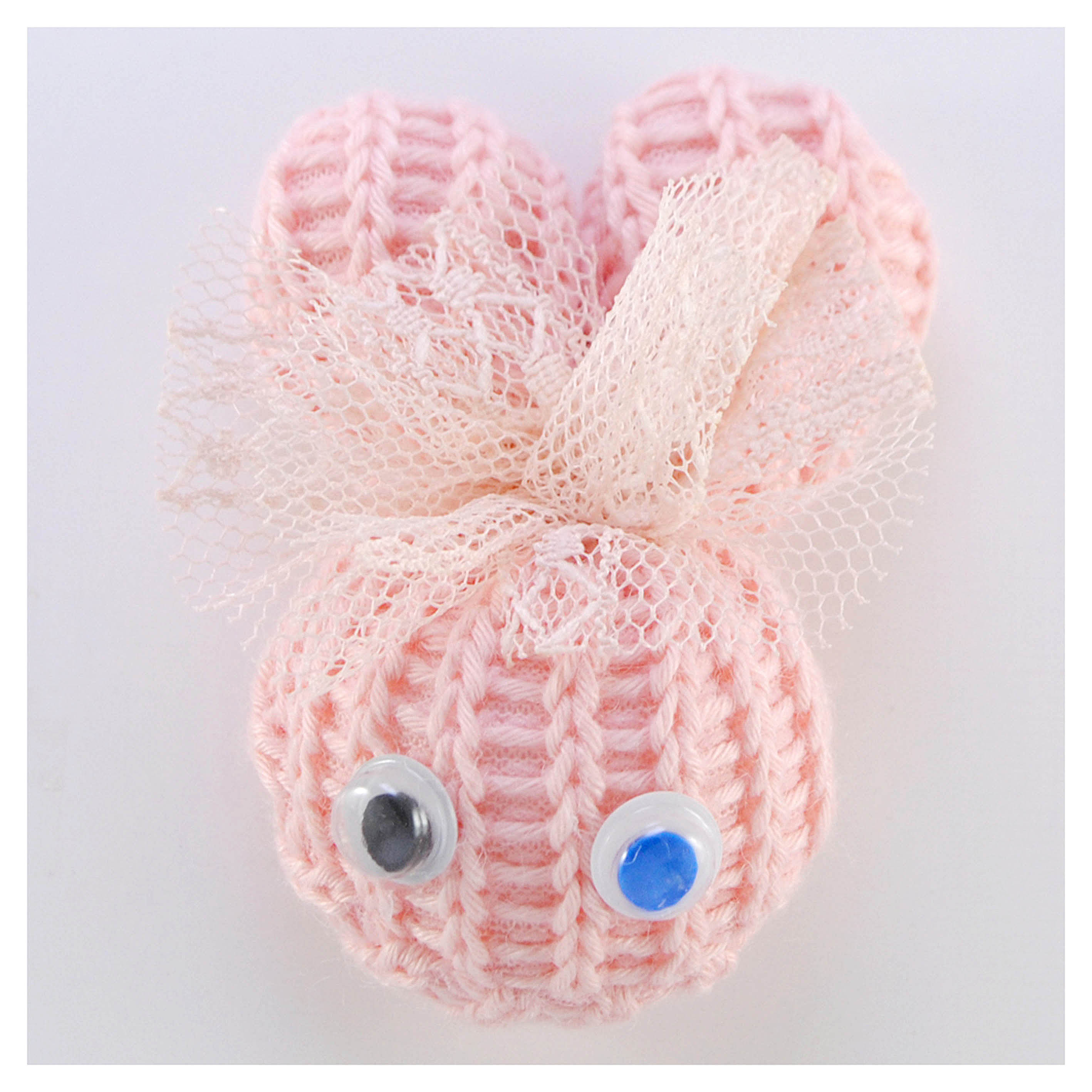 Аппликация тк. приш. дет. зайчик вязаный 4*6см, роз., шт. Аппликации Пришивные Кружевные Вязаные