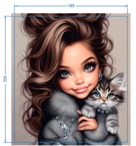 Аппликация композит, Девушка с кошкой, 18*20см, королевский атлас, сублимация, лазер, SS16 32591, шт. Аппликация композит