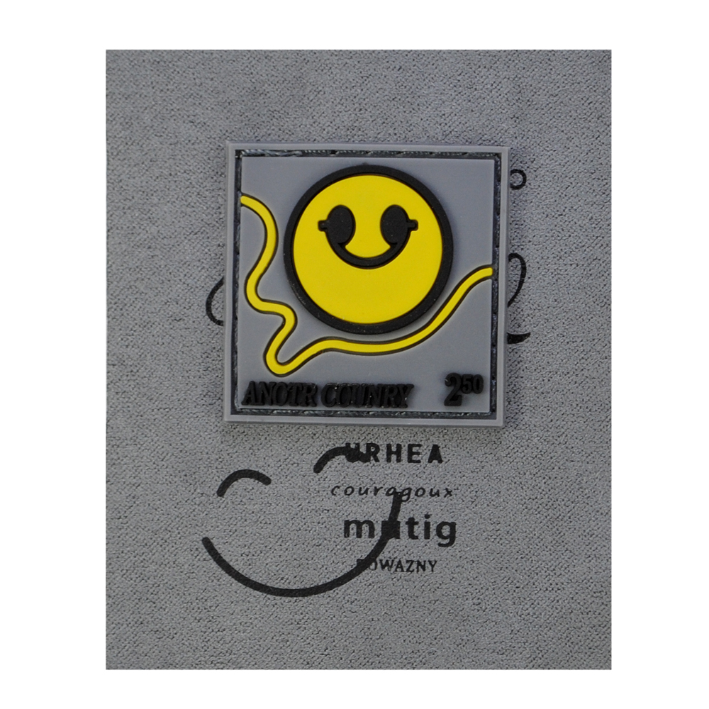 Лейба ткань Anotr Counry, 8*6,5см, серый, резиновая вставка жёлт., смайл, шт. Лейба Ткань