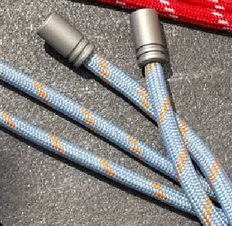 Шнур 5мм с металл наконечниками, 140см, голубой с оранжевым, матовый никель, шт. Шнур