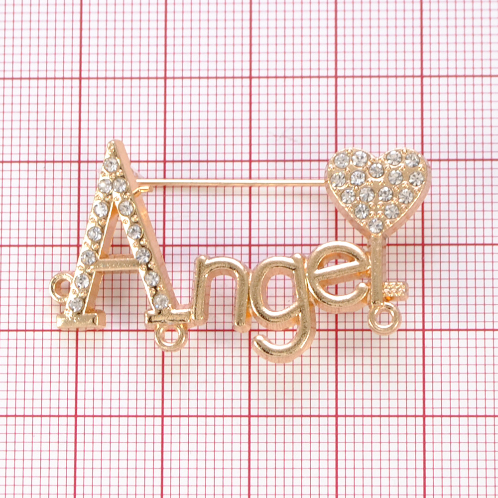 Брошь Angel, 4,5*2,8см, зол., камни АА, шт. Броши