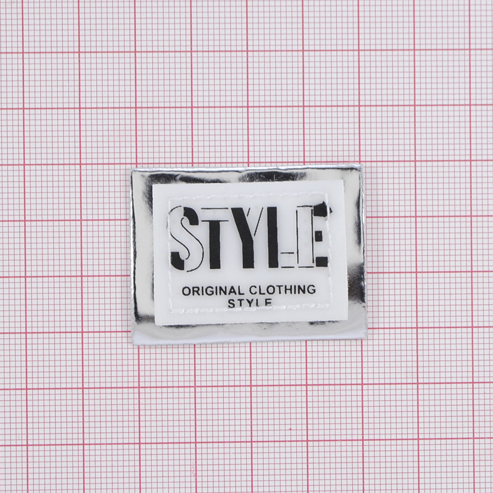 Лейба кожзам STYLE, 3*4см, черный, белый, серебро, шт. Лейба Кожзам