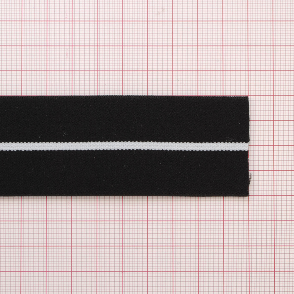 Резинка Полоса, 4см, черный, белый, ярд. Резинка