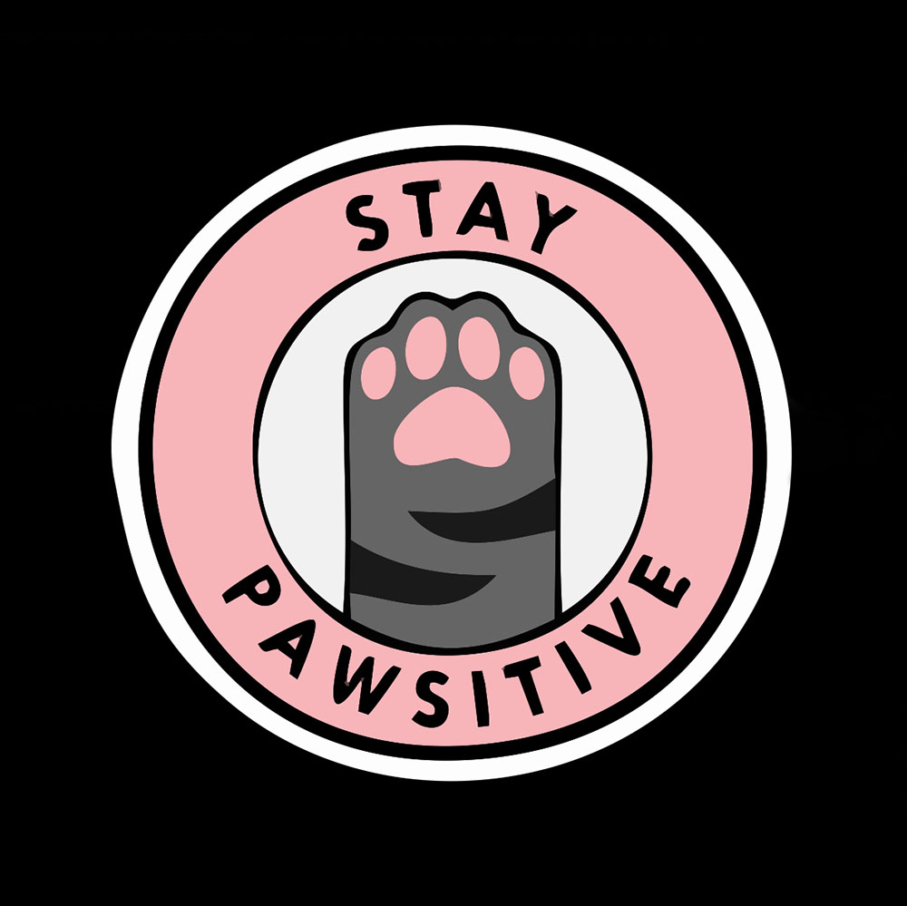Термоаппликация №13-20 Stay Pawsitive (кошачья лапка) 83*86мм, черно-розовая, 83*86мм, шт. Термопереводки Ассорти