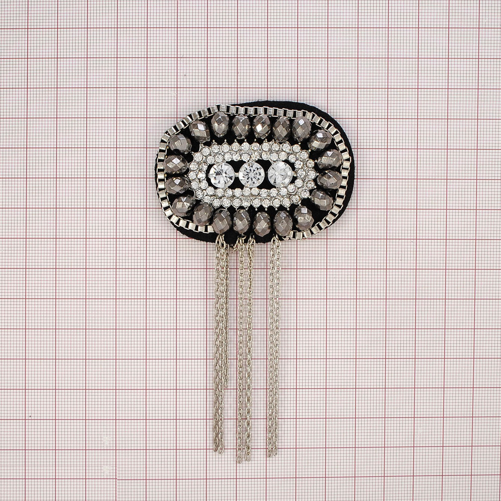 Аппликация декор черн.овал, подвески-цепочки. Аппликация Декор