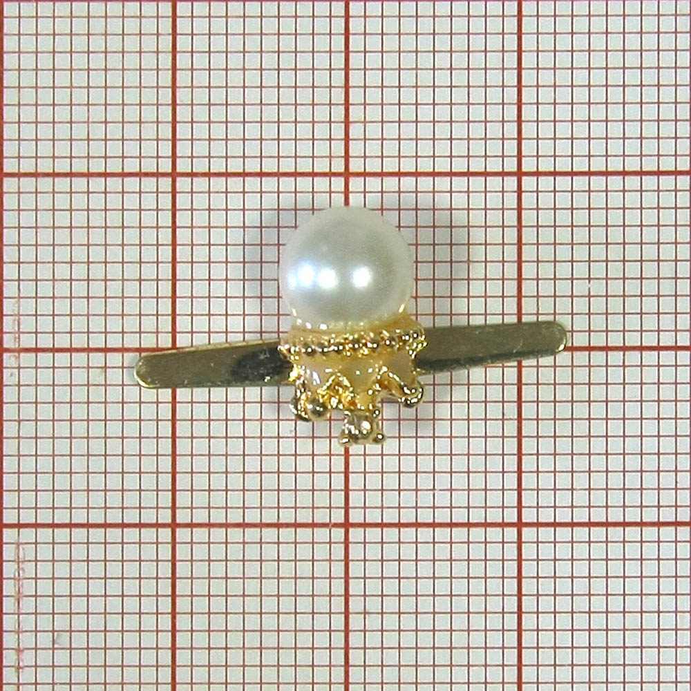 Краб металл Жемчужина в короне 9*14мм Gold, бежевая эмаль, белый жемчуг, шт. Крабы Металл Геометрия Декор