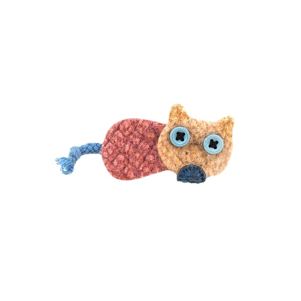 Аппликация тканевая пришивная детская Кот с пуговицами, 7*3,2см, розовый, голубой, бежевый, синий, шт. Нашивка Детская