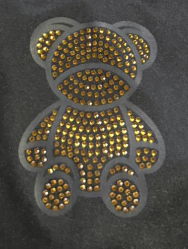 Аппликация композит Мишка, 5,3*7,4см, флуоресцент DTF, стразы SS6 желтый 62902, шт. Аппликация композит