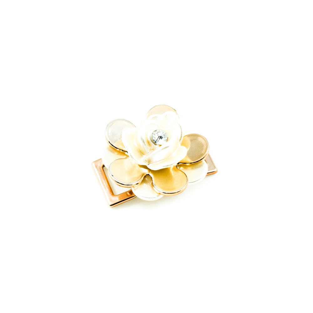 Перетяжка пластиковая B510 38*36мм(12мм) GOLD, белый перламутр, белый камень, шт. Перетяжка пластик