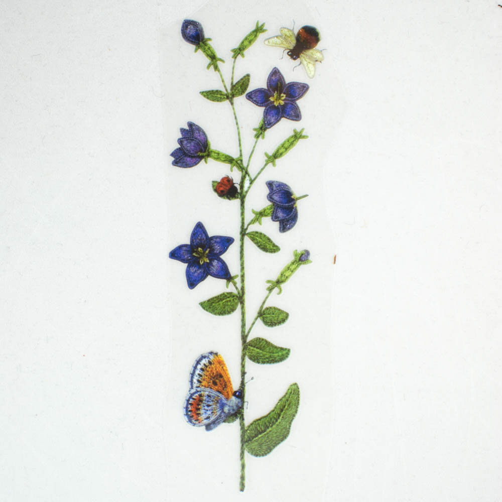 Термоаппликация Цветок Васильки, бабочка и шмель 5,7*11,8см, цветная, шт. Термопереводки Цветы, Птицы