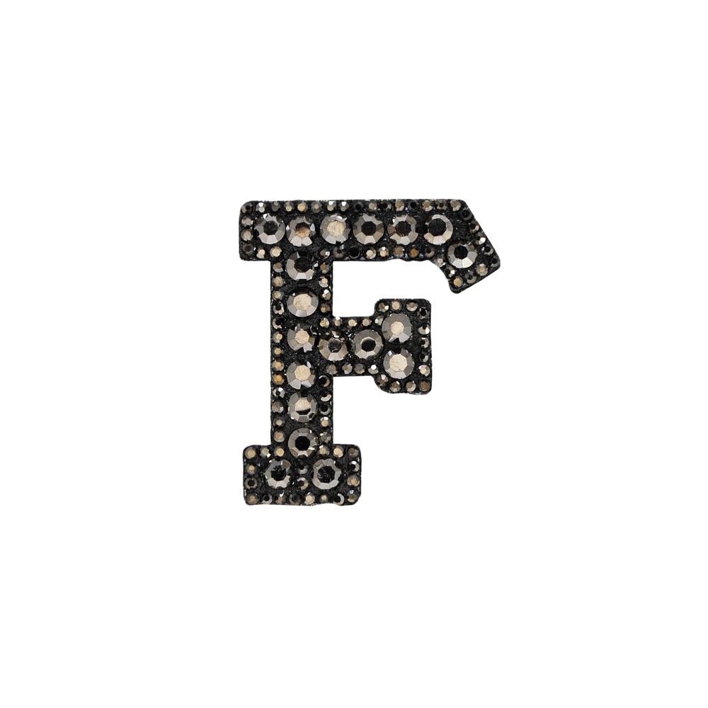 Аппликация клеевая стразы F 5,5*4,8см, черный, камни хематит, шт. Аппликации клеевые Стразы комб.