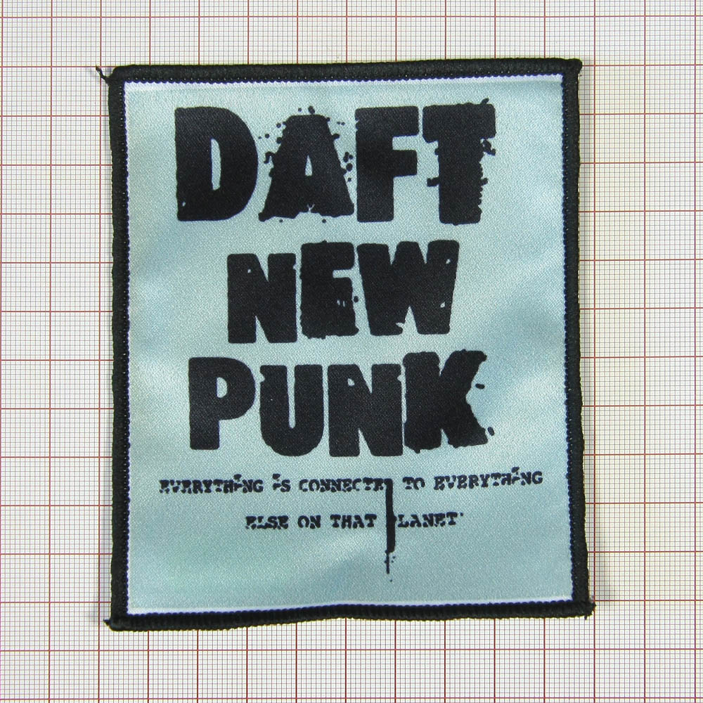 Нашивка тканевая Daft New Punk 9,3*11,3см светло-голубая, черная, шт. Нашивка Вышивка