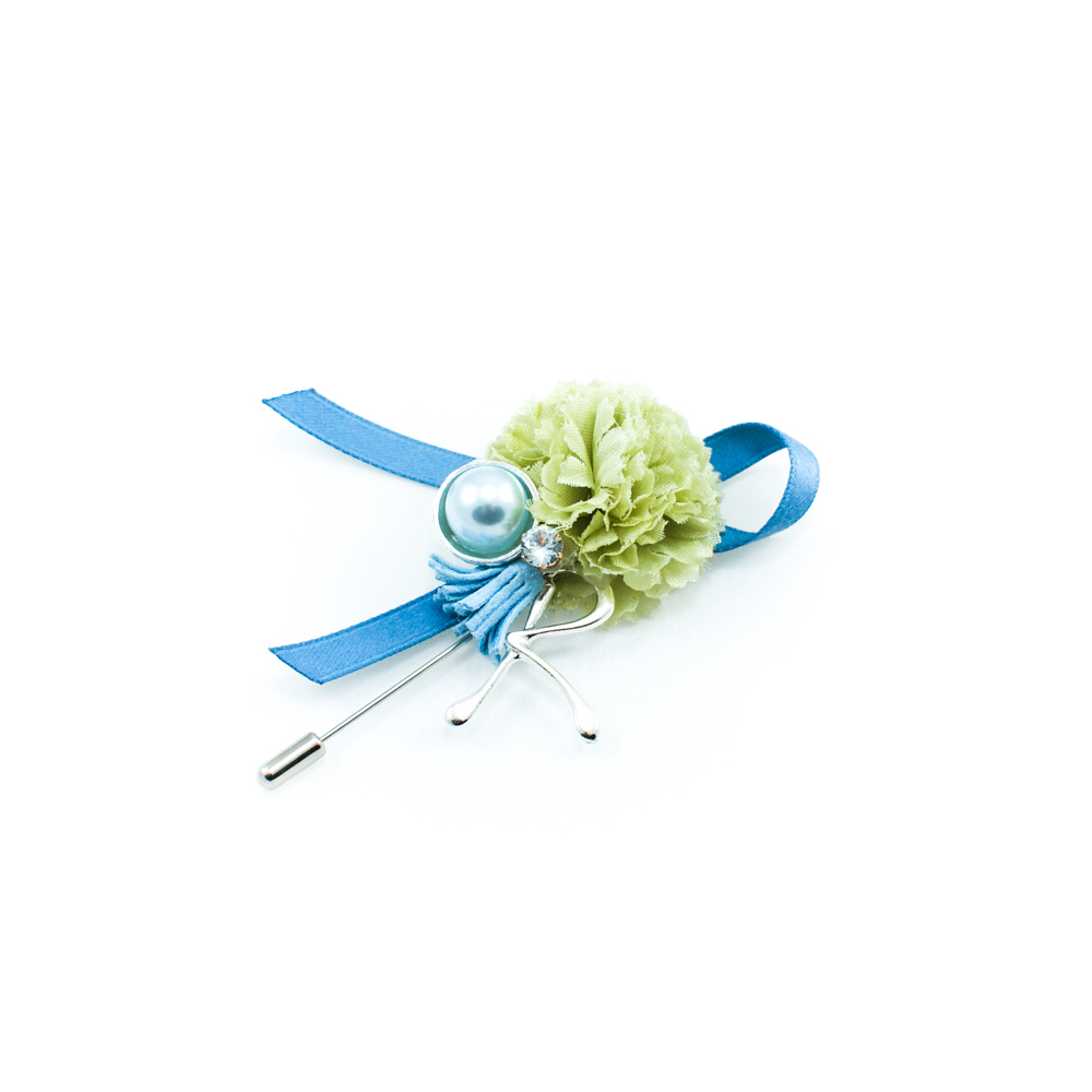 Булавка Гвоздика 10*4см никель, темно-лазурный, оливковый, голубой жемчуг. Булавки