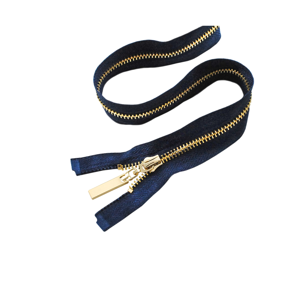 Змейка металлическая  №5 65см О/Е GOLD, синяя ткань, односторонняя, шт. Змейка Металл