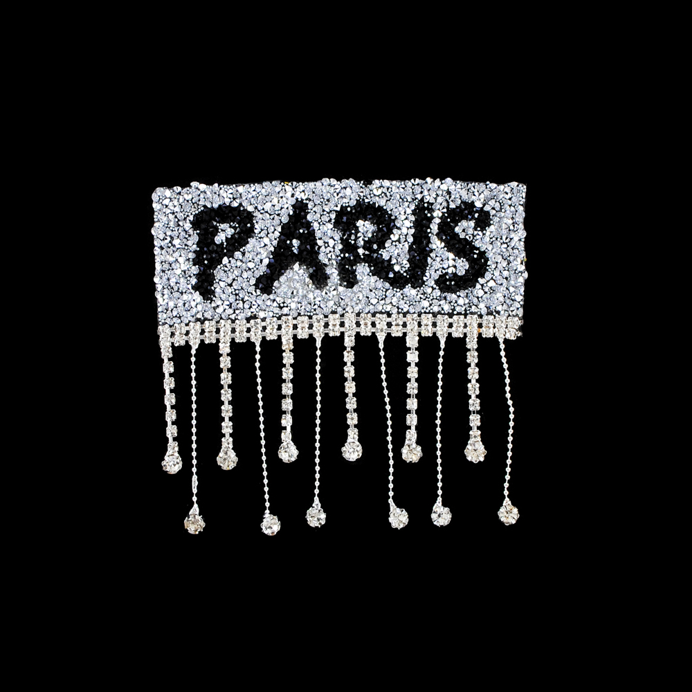 Аппликация клеевая, стразы гречка и бахрома, Paris, 10*9см, белый, черный, никель, шт. Аппликации клеевые Стразы комб.