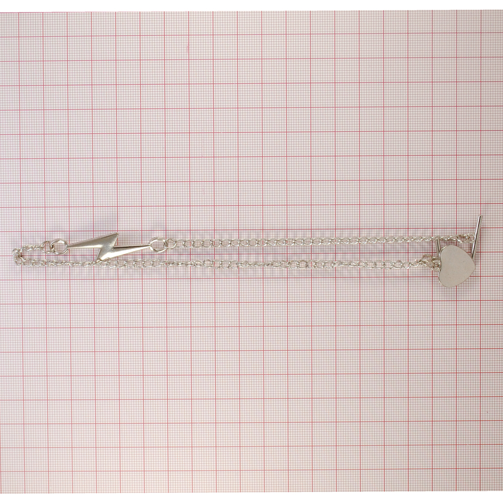 Цепь с подвеской, молния и сердце, 36см, сердце 1,7см, никель, шт. Подвески