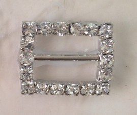 Украшение стеклянное А-63 (7606) NIKEL /прямоугольник горизонтальный/ 1,5см. Перетяжка металл со стразами