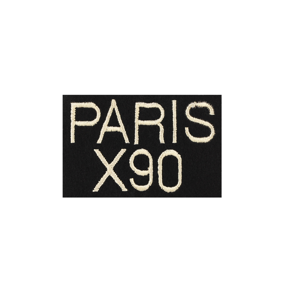 Нашивка тканевая Paris X90 черный, бежевая вышивка, прямоугольная, шт. Нашивка Вышивка, Ткань