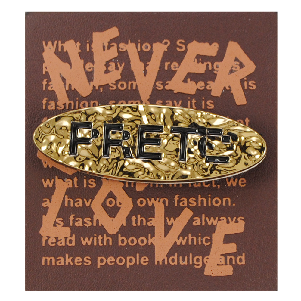 Лейба рез.коричневая, 5*5,5, Never Love+мет.золото Preto липучка, шт. Лейба Резина