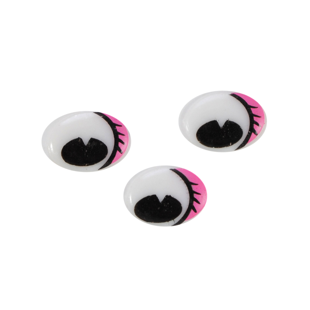 Глаз рисованый №8, овал 16*12мм, белый, красн. зрачок, реснички , 1тыс.шт. Глазики рисованные