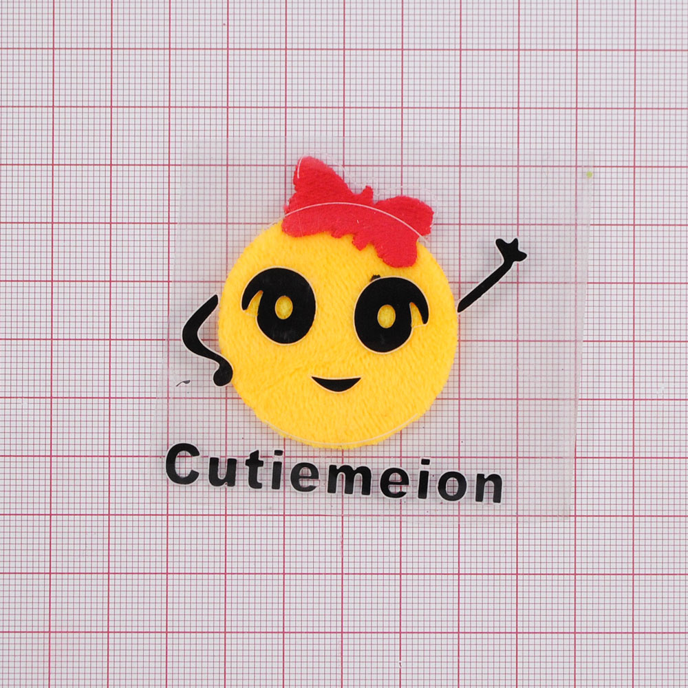 Термоаппликация тканевая Колобок Cutiemeion, 6*6см, желтый, черный, красный, шт. Аппликации клеевые Тканевые