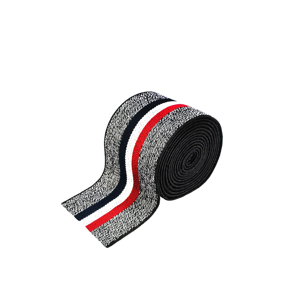 Резинка Полосы 4см, черный, красный, белый, темно-синий, 50ярд. Резинка