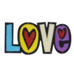 Шеврон пришивной Love, голубой, желтый, белый, красный, шт. Нашивка Ткань
