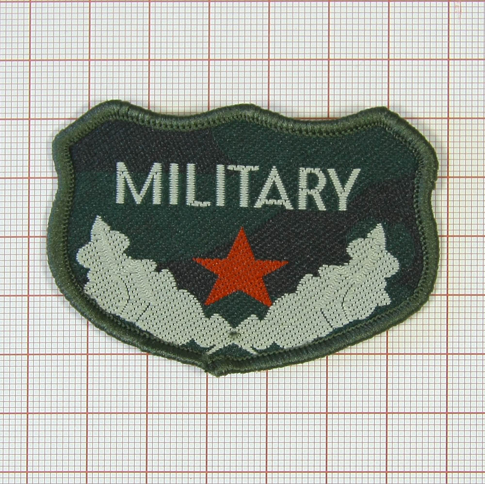 Нашивка тканевая A74 Military 5*4,5см хаки, бежево-красный рисунок, шт. Нашивка Вышивка, Ткань