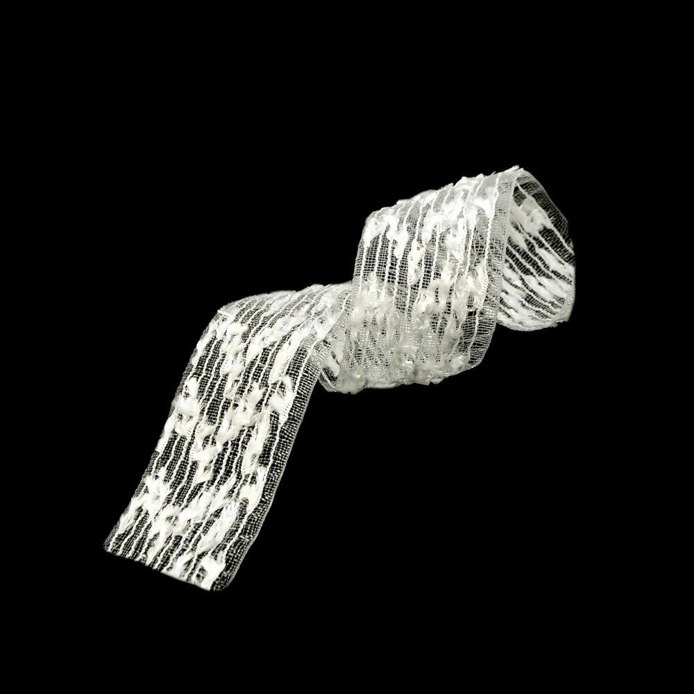 Тесьма Букле 2,5см, белый и белая сеть, 90ярд. Тесьма