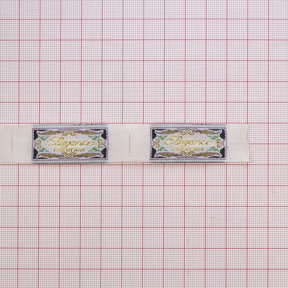 Этикетка тканевая вышивка Elegance № 4, 5,7*1,8см. Вышивка / этикетка тканевая