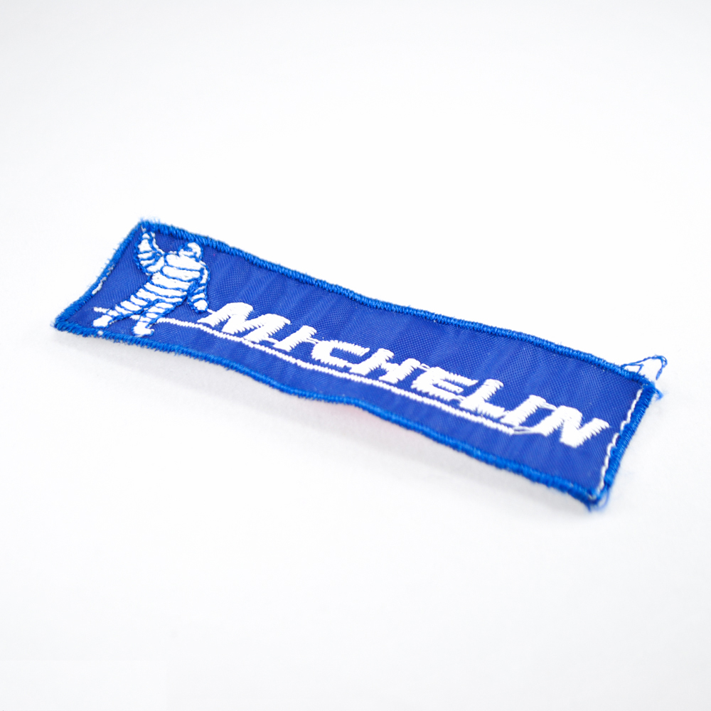 Нашивка Michelin 9*3см, синий фон, белые буквы. Шеврон Нашивка