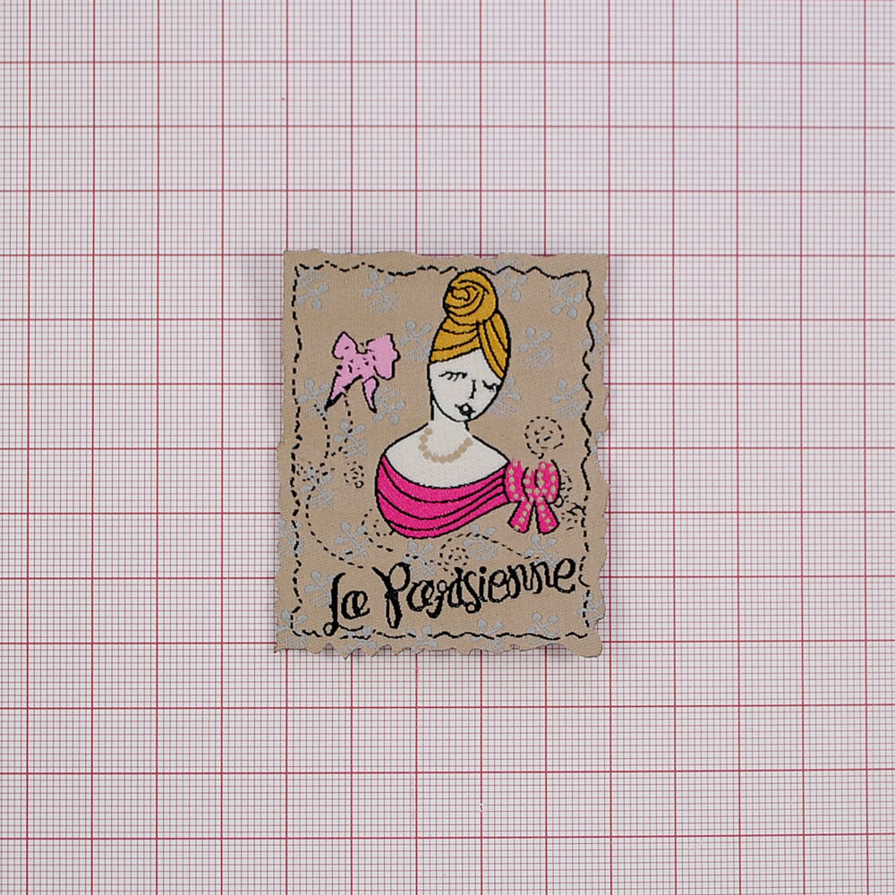 Нашивка тканевая Paris девушка 5,3х6,5см /atkisatin/, шт. Нашивка Вышивка, Ткань