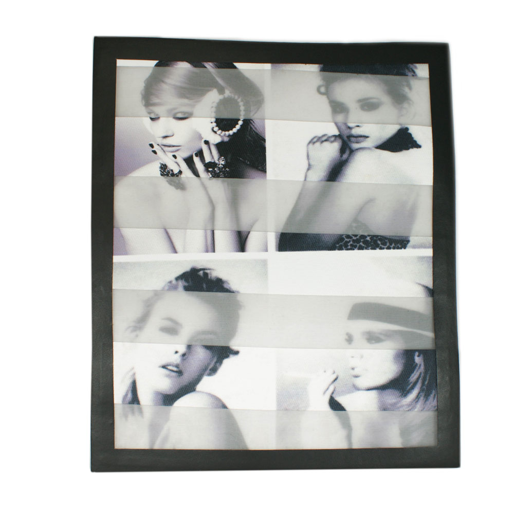 Аппликация пришивная Полоска Коллаж 4 девушки, 25*21см черно-белая, рамка кожзам, шт. Аппликации Пришивные Постер