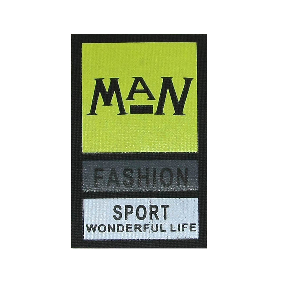 Нашивка тканевая накатанная MaN fash 6*3,5см черно-бело-серо-желтая, шт. Нашивка Вышивка, Ткань