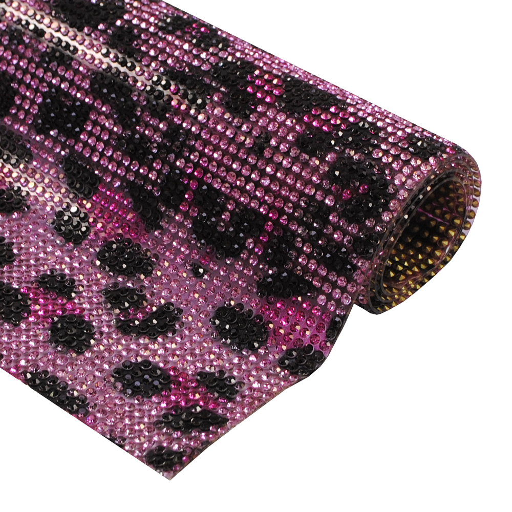 Стразы полотно клеевое, леопард розовый, камни, 40*24см, 1лист. Полотна из страз