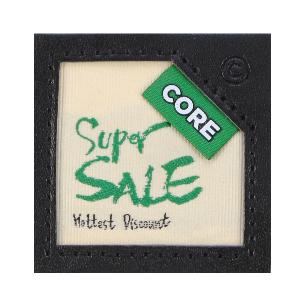 Лейба к/з Квадрат Super Sale, 5*5см, зелен.+черн., шт. Лейба Кожзам