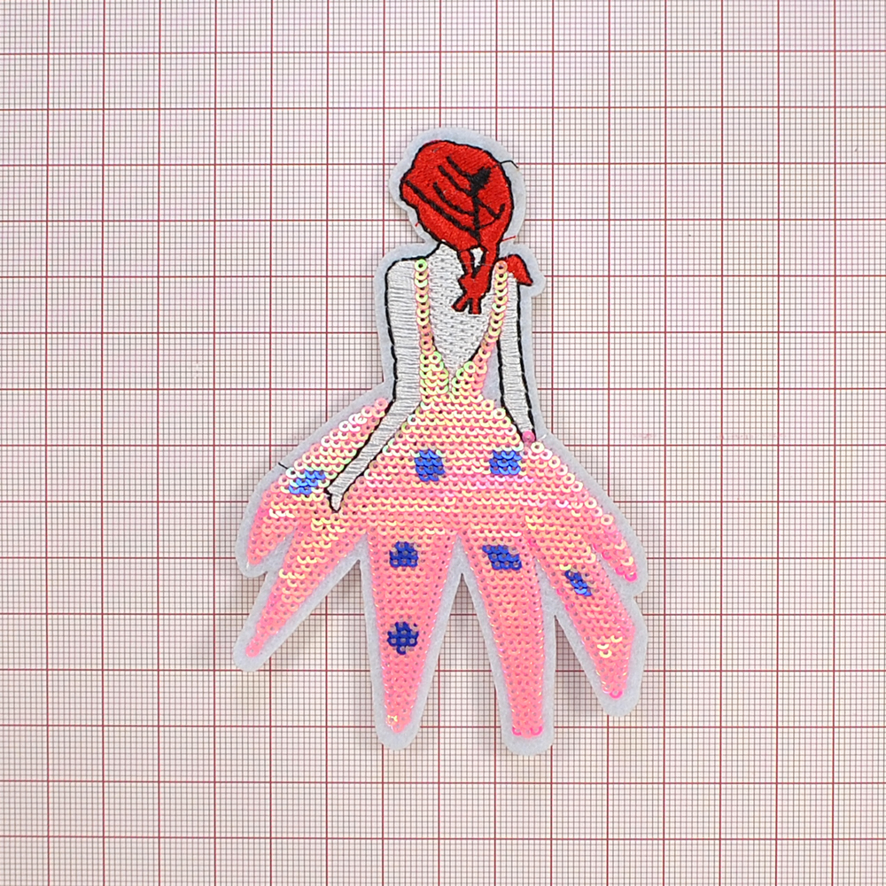 Аппликация клеевая, пайетки, Дюймовочка, 11*8см, розовый, красный, синий, шт. Аппликации клеевые Пайетки